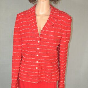ST. JOHN E/C BY MARIE GRAY RED AND WHITE THREE PIECE   SIZE 12,10,14
